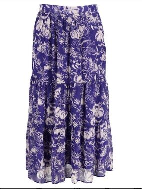 Ba&Sh Uria Midi Floral Purple Tiered Midi Skirt
